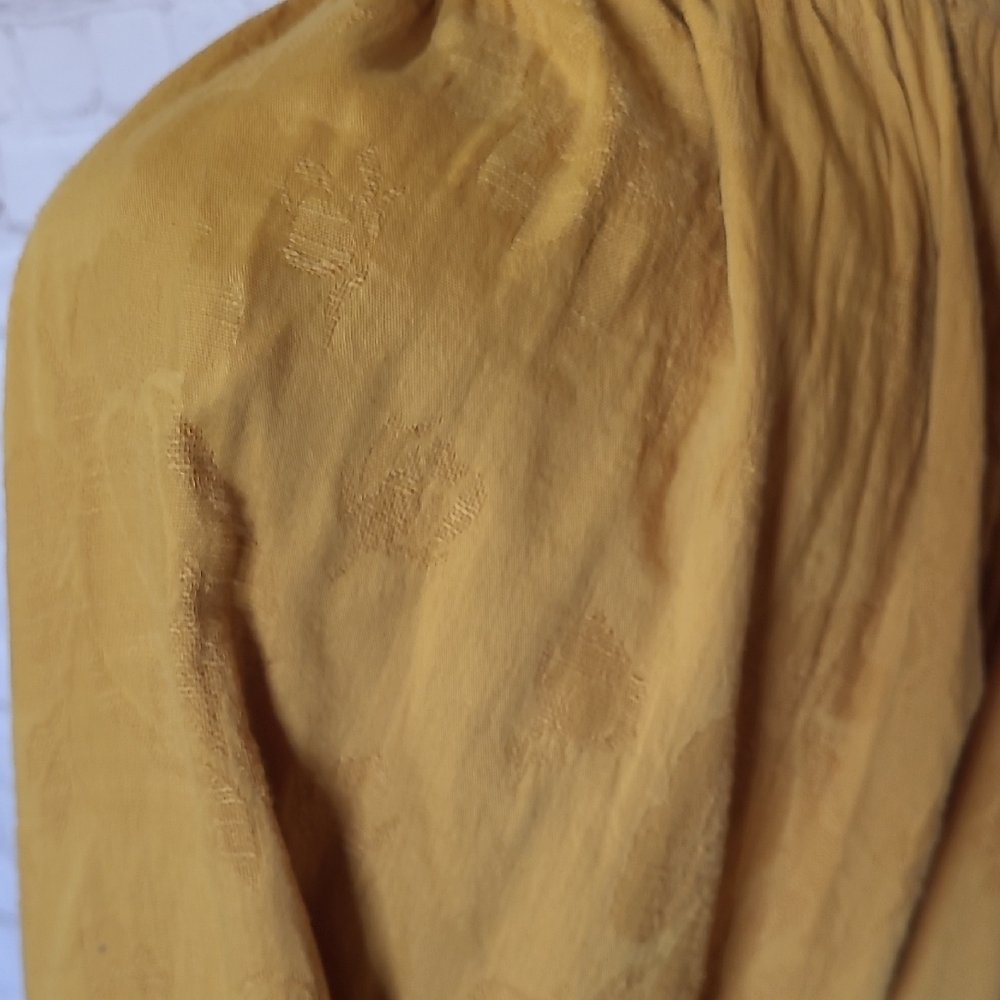 Mustard Yellow Size XXL/20 Popover Tunic Puffed Sleeve Cotton Blend - Picture 6 of 10
